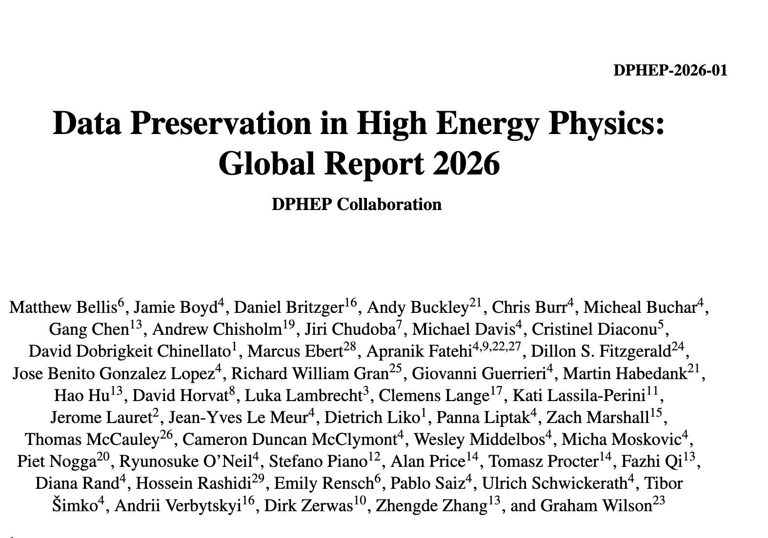 Global Report on Data Preservation in HEP published
